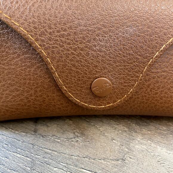 Ray- Ban Sunglass Snap Case Pebbled Tan Brown Leather CASE ONLY - Picture 6 of 11
